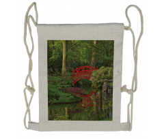 Chinese Bridge in a Forest Drawstring Backpack