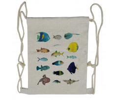 Marine Life Creatures Drawstring Backpack