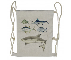 Collage of Aquatic Animal Drawstring Backpack