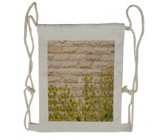 Brick Wall with Leaf Drawstring Backpack