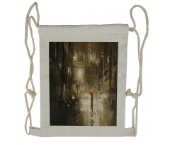 Romantic View Rainy Day Drawstring Backpack