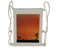 Safari Sunset with Gull Drawstring Backpack