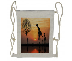 Giraffe in Wild Forest Drawstring Backpack