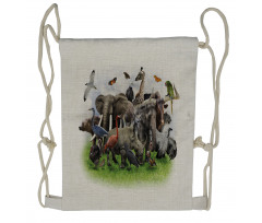 Wild Safari Animals Drawstring Backpack