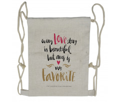 Romantic Words Drawstring Backpack