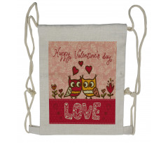 Owls Love Heart Drawstring Backpack