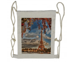 Beauty of Autumn Eiffel View Drawstring Backpack