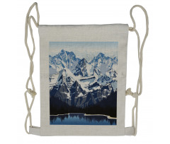 Mountain with Snow View Drawstring Backpack