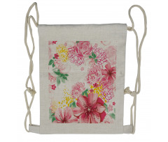Flowers and Dots Drawstring Backpack