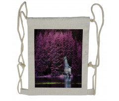 Purple Trees by Lake Drawstring Backpack