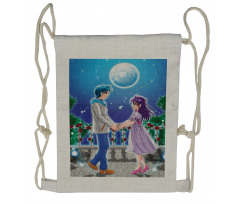 Romantic Manga Couple Drawstring Backpack