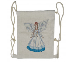 Cartoon with Angel Wings Drawstring Backpack