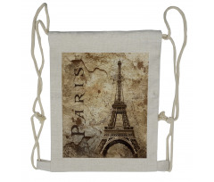 Eiffel Tower on Grunge Wall Drawstring Backpack