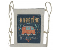 Hippie Words Drawstring Backpack