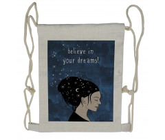 Dreamy Girl Words Drawstring Backpack