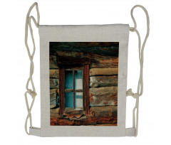 Wooden Pattern Window Drawstring Backpack