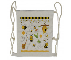 Bees Daisies Chamomile Drawstring Backpack