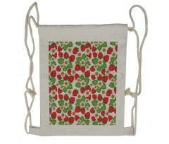 Floral Strawberry Scene Drawstring Backpack