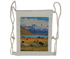 Farm Horse in Mountain Drawstring Backpack