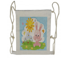 Rabbit in Garden Drawstring Backpack