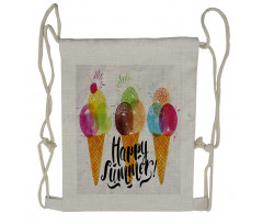 Ice Cream Cones Dessert Drawstring Backpack