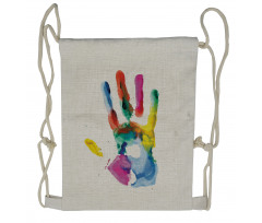 Colored Human Hand Drawstring Backpack