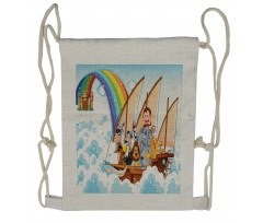 Noah's Ark in Clouds Drawstring Backpack