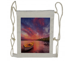 Sea Coast with a Rowboat Drawstring Backpack