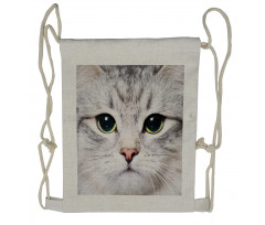 Face of a Domestic Kitty Drawstring Backpack