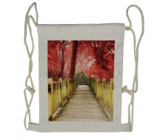 Rustic Wooden Walkway Drawstring Backpack