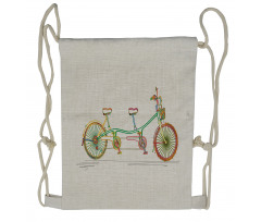 Tandem Bike Design Drawstring Backpack