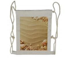 Sand with Sea Shells Drawstring Backpack
