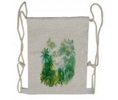 Watercolor Forest Image Drawstring Backpack