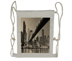 NYC Night Bridge View Drawstring Backpack