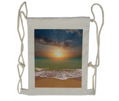 Idyllic Beach Scenery Drawstring Backpack