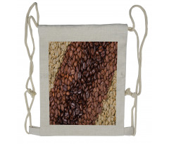 Coffee Beans Stripes Drawstring Backpack