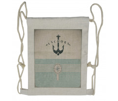 Vintage Marine Anchor Drawstring Backpack