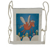 Horse Wings on Building Drawstring Backpack