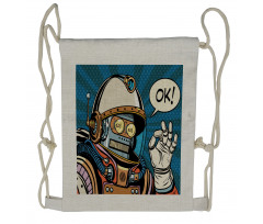 Futuristic Comics Robot Drawstring Backpack