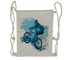 Bicyclist Color Splashes Drawstring Backpack