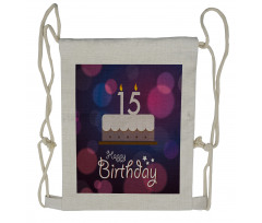 15 Birthday Cake Drawstring Backpack