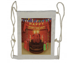 Happy Birthday Cake Drawstring Backpack
