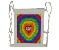 Love Wins Tie Dye Effect Drawstring Backpack