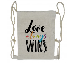 Love Always Wins Phrase Drawstring Backpack