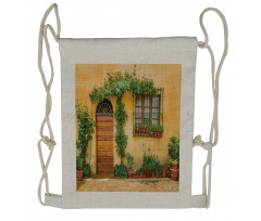 Plants and House Door Drawstring Backpack