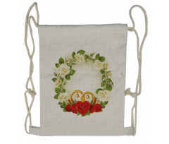 Roses Wedding Rings Drawstring Backpack