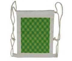 Retro Green Checkered Drawstring Backpack