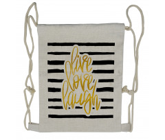 Stripes Text Drawstring Backpack