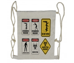 Warning Signs Evil Drawstring Backpack