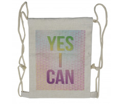 Yes I Can Words Drawstring Backpack